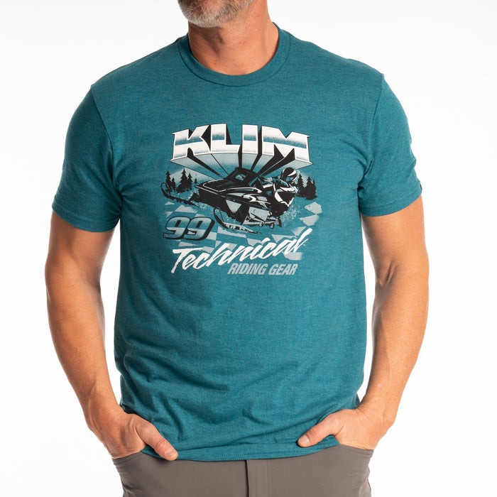 Klim Snowcrest Tri-blend Tee in Heathered Teal - Black