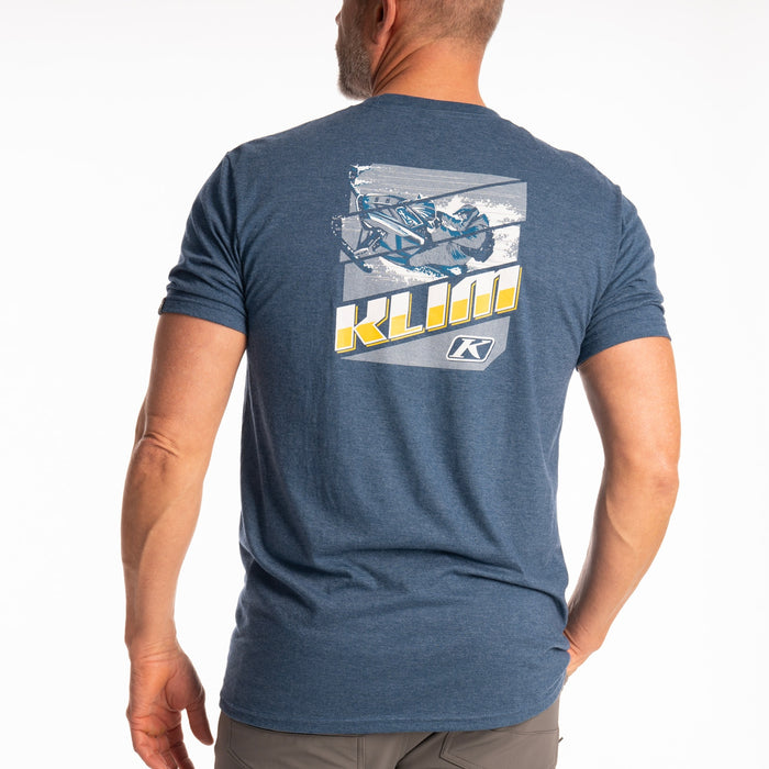 Klim Winter Vortex Tri-blend Tee in Heathered Neptune - Saffron