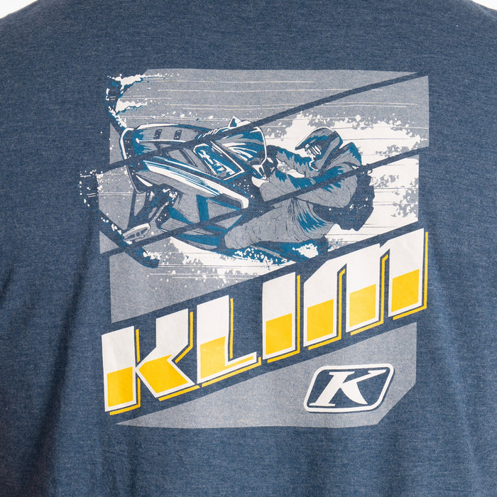 Klim Winter Vortex Tri-blend Tee in Heathered Neptune - Saffron