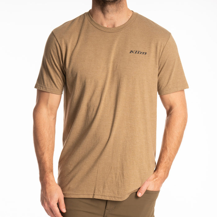 Klim Frontier Tri-blend Tee in Coyote Brown Heather - Asphalt