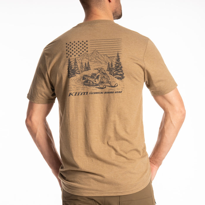 Klim Frontier Tri-blend Tee in Coyote Brown Heather - Asphalt