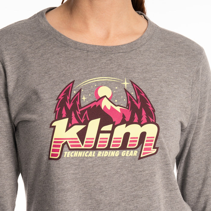 Klim Estelle Tri-blend Tee Ls in Heathered Gray - Fuchsia Red