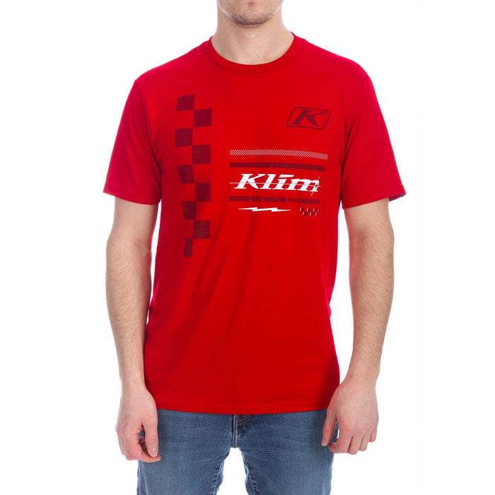 KLIM CHECKERED FLAG TRI-BLEND TEE 2025 in Classic Red - White