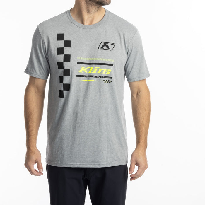 KLIM CHECKERED FLAG TRI-BLEND TEE 2025 in Heathered Gray - Black