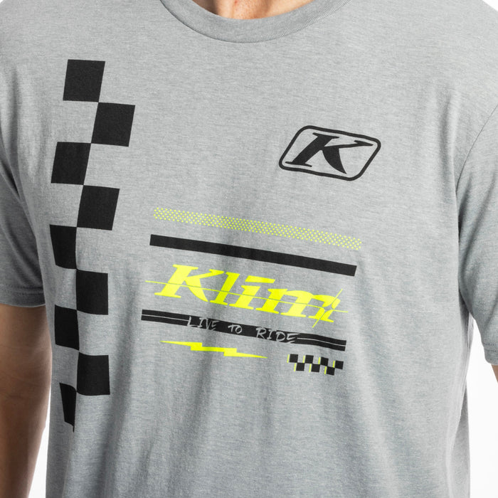 KLIM CHECKERED FLAG TRI-BLEND TEE 2025 in Heathered Gray - Black