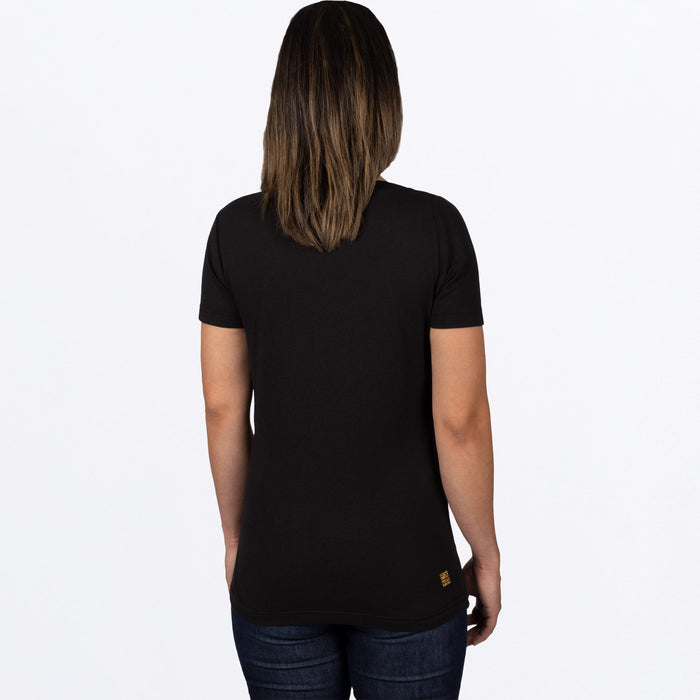 FXR Ride-X Women's Premium V-Neck T-shirt in Black/Canvas