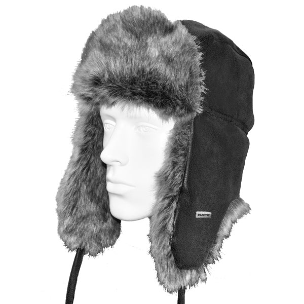 NAT'S AVIATOR HAT DOUBLE LINED - LEATHER FUR 2025-Black