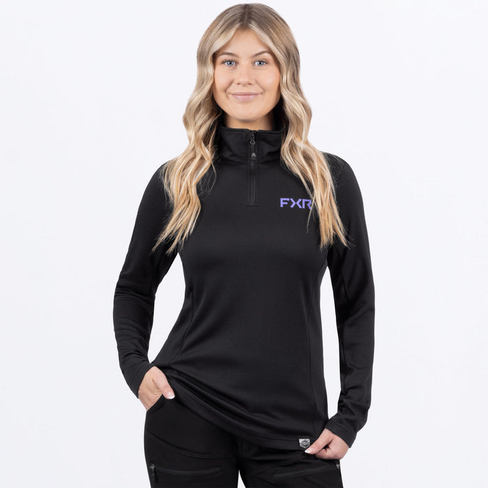 FXR PILOT UPF WOMEN'S 1/4 ZIP LONGSLEEVE 2025 in Black/Amethyst