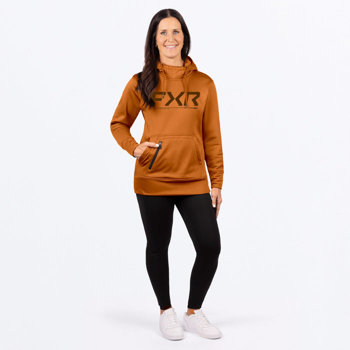 FXR WOMEN'S HYDROGEN TECH PULLOVER HOODIE in Umber/Dark Cedar