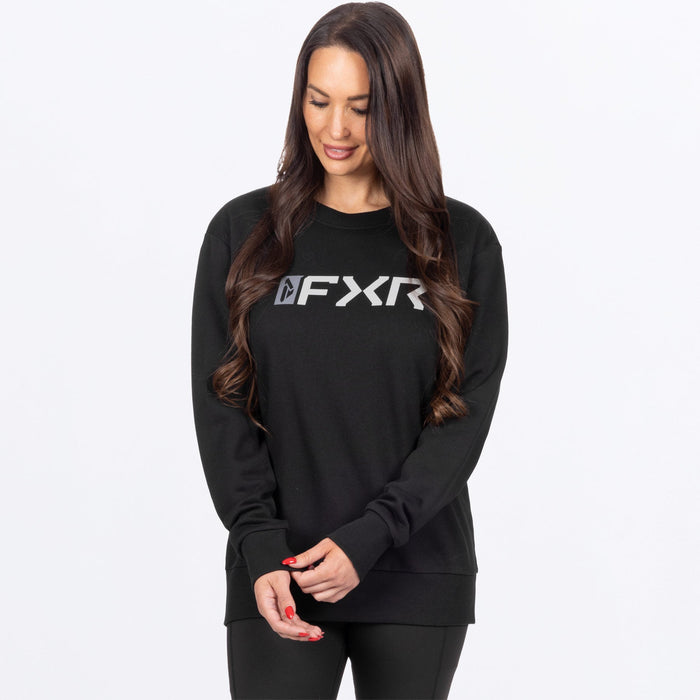 FXR WOMEN'S MITERED COTTON CREWNECK SWEATSHIRT in Black/Grey