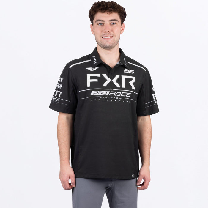 FXR RACE DIVISION PERFORMANCE UPF POLO SHIRT 2025 - Black/White