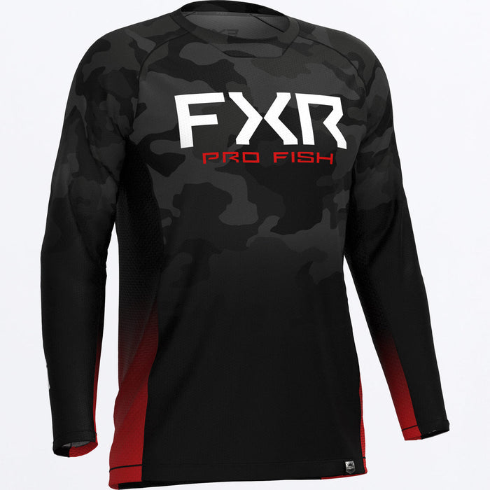 FXR  DERBY CAMO AIR UPF LONGSLEEVE 2025 in Black Camo/Red