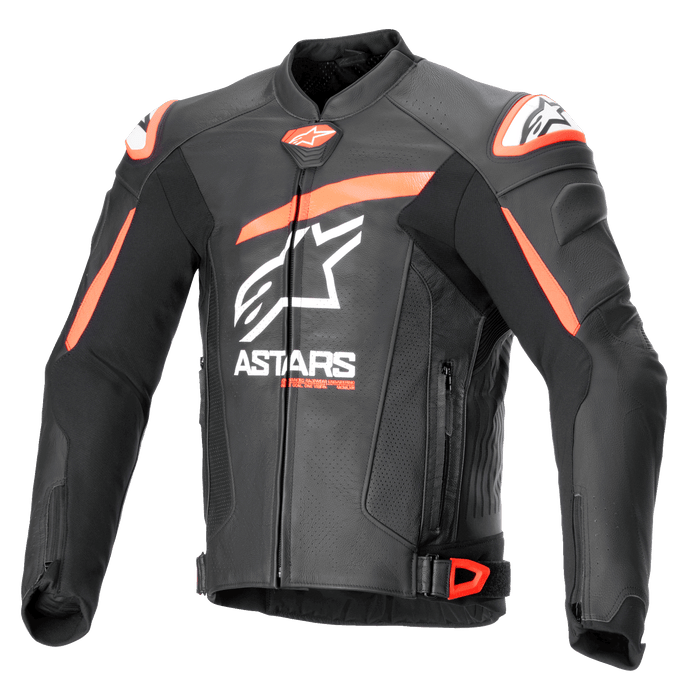 ALPINESTARS GP PLUS R v4 AIRFLOW LEATHER JACKETS 2025 in Black/Fluo Red/White