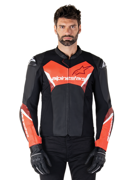ALPINESTARS FASTER v3 LEATHER JACKET 2025 in Black/Red