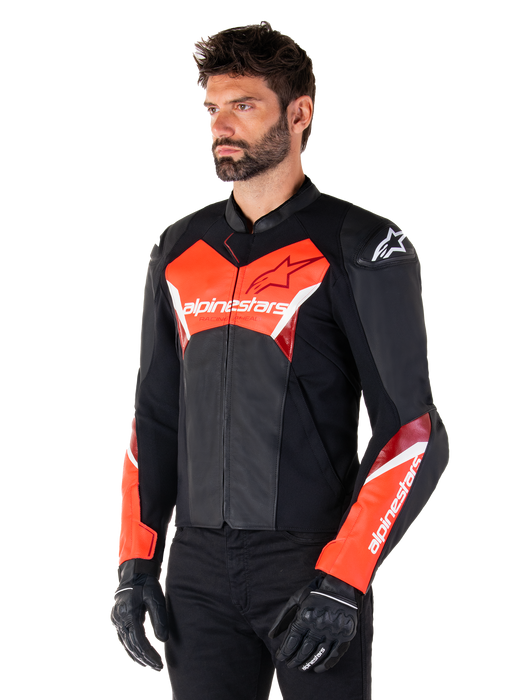 ALPINESTARS FASTER v3 LEATHER JACKET 2025 in Black/Red