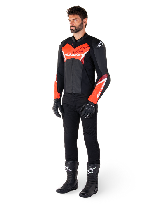 ALPINESTARS FASTER v3 LEATHER JACKET 2025 in Black/Red