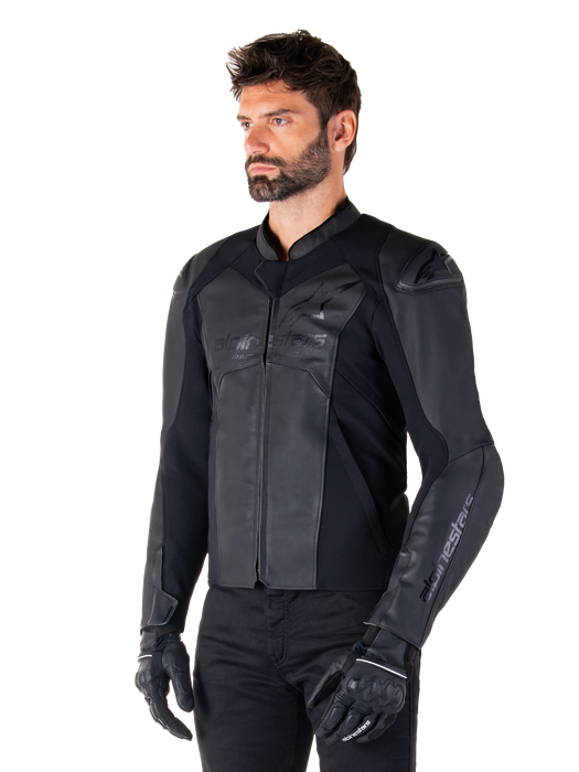 ALPINESTARS FASTER v3 LEATHER JACKET 2026 in Black/Black