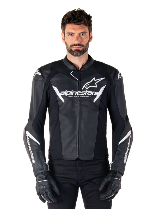 ALPINESTARS FASTER v3 LEATHER JACKET 2026 in Black/White