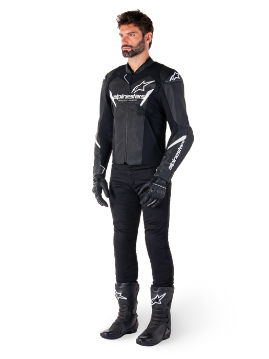 ALPINESTARS FASTER v3 LEATHER JACKET 2026 in Black/White