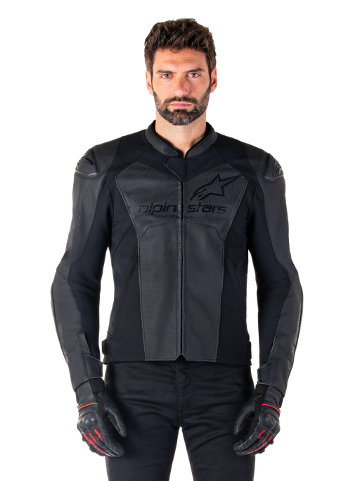 ALPINESTARS FASTER v3 AIRFLOW LEATHER JACKETS 2026 in Black/Black