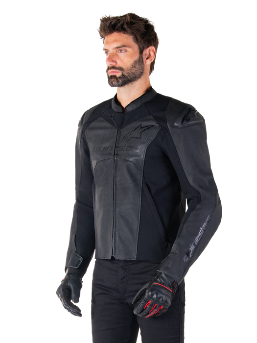 ALPINESTARS FASTER v3 AIRFLOW LEATHER JACKETS 2026 in Black/Black