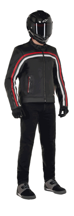 ALPINESTARS DYNO LEATHER JACKETS 2025 in Black/Ruby Red