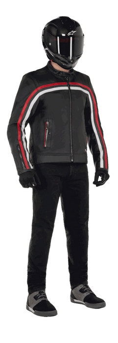 ALPINESTARS DYNO LEATHER JACKETS 2025 in Black/Ruby Red