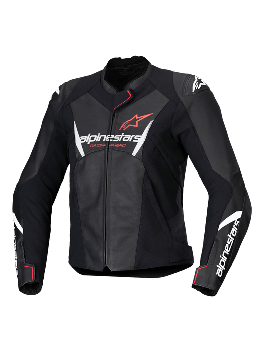 ALPINESTARS STELLA FASTER v3 WOMEN’S LEATHER JACKET 2025 in Black/White/Coral