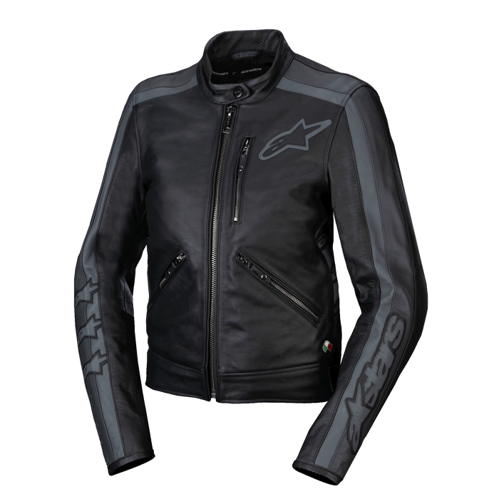 ALPINESTARS STELLA DYNO WOMEN’S LEATHER JACKETS 2025 in Black/Tar Gray/Dark Gray