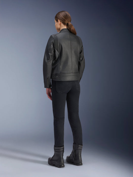 ALPINESTARS STELLA DYNO WOMEN’S LEATHER JACKETS 2025 in Black/Tar Gray/Dark Gray