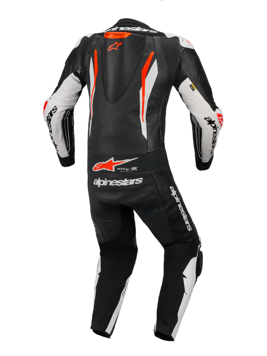 ALPINESTARS GP TECH v5 ONE-PIECE LEATHER SUITS in Black/White/Fluo Red