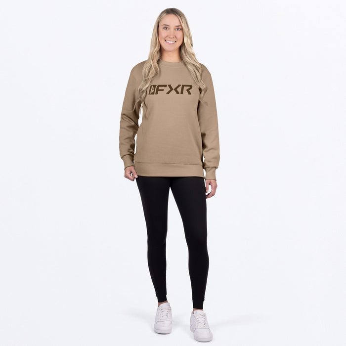 FXR WOMEN'S MITERED COTTON CREWNECK SWEATSHIRT in Canvas/D.Cedar