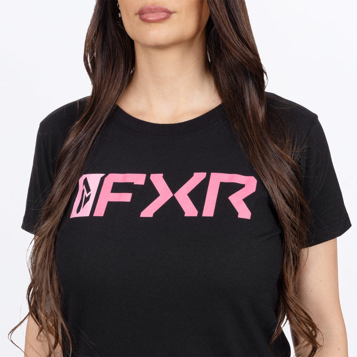 FXR WOMEN'S MITERED PREMIUM T-SHIRT in Black/Dusty Rose