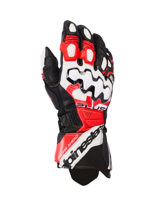 ALPINESTARS GP PLUS R V3 LEATHER GLOVES 2026 in Black/White/Fluo Red