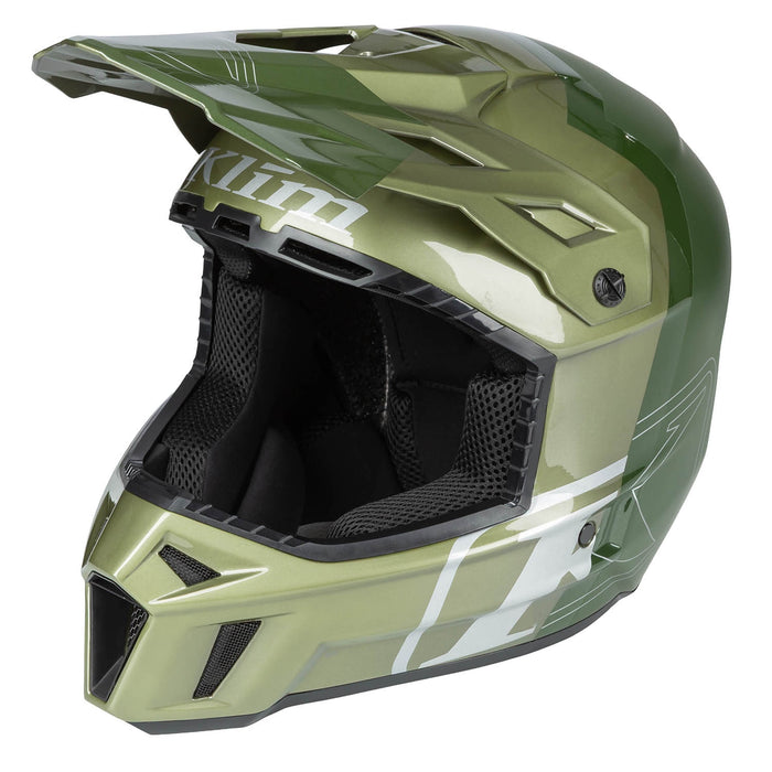 KLIM F3 CARBON PRO TILT OFF-ROAD HELMET ECE in Gloss Rifle Green - Oil Green