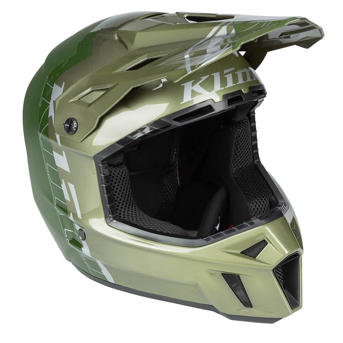 KLIM F3 CARBON PRO TILT OFF-ROAD HELMET ECE in Gloss Rifle Green - Oil Green
