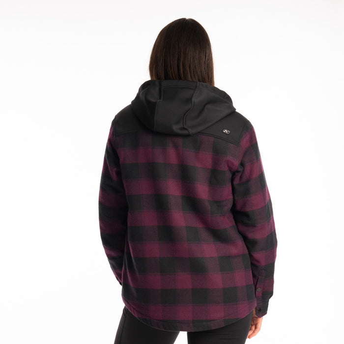 Klim Big Sky Fleece Lined Women's Flannel Hoodie in Italian Plum - Black