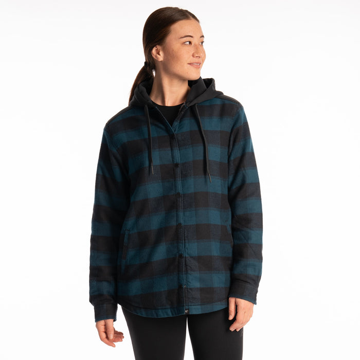 Klim Big Sky Fleece Lined Women's Flannel Hoodie in Reflecting Pond - Black