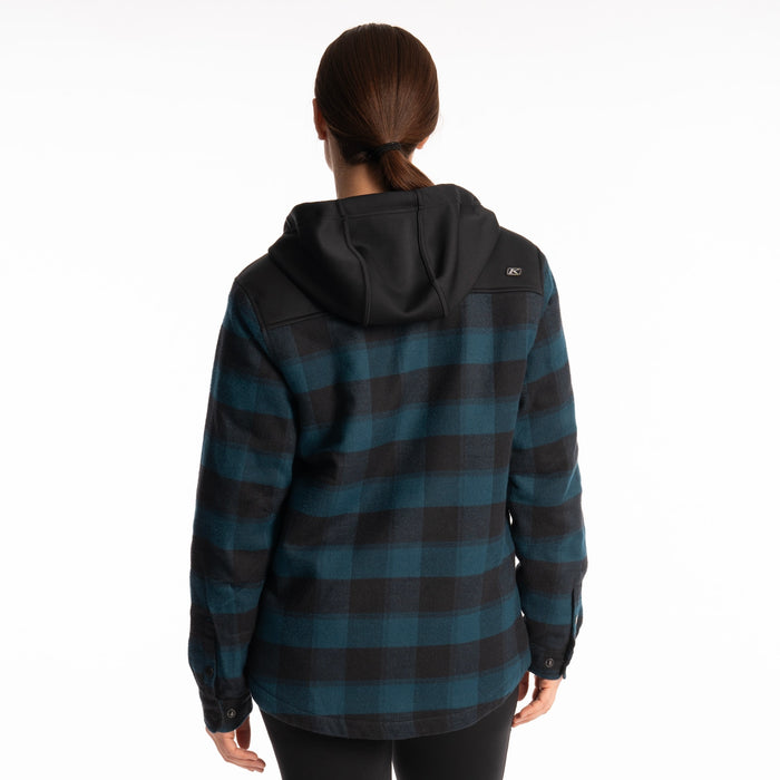 Klim Big Sky Fleece Lined Women's Flannel Hoodie in Reflecting Pond - Black