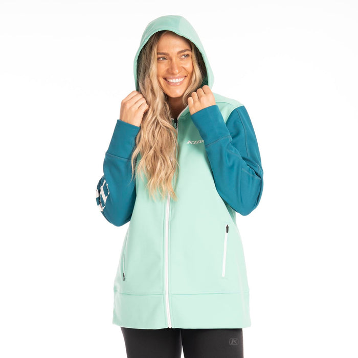 Klim Visita Women's Long Hoodie in Electric Green - Deep Lagoon