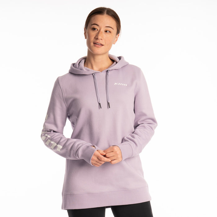 Klim Mariposa Long Pullover Hoodie in Wisteria - White