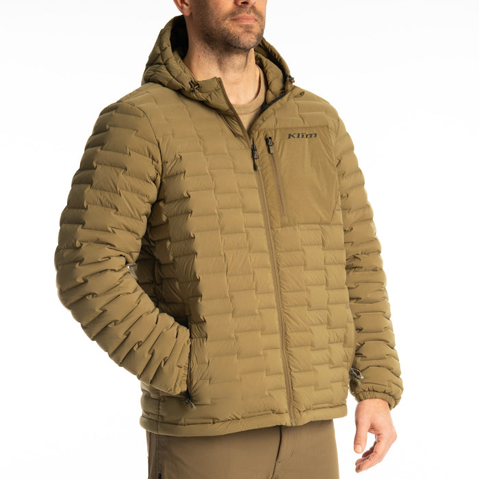 KLIM Boulder Stretch Down Hooded Jacket in Dark Olive