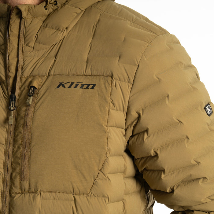 KLIM Boulder Stretch Down Hooded Jacket in Dark Olive