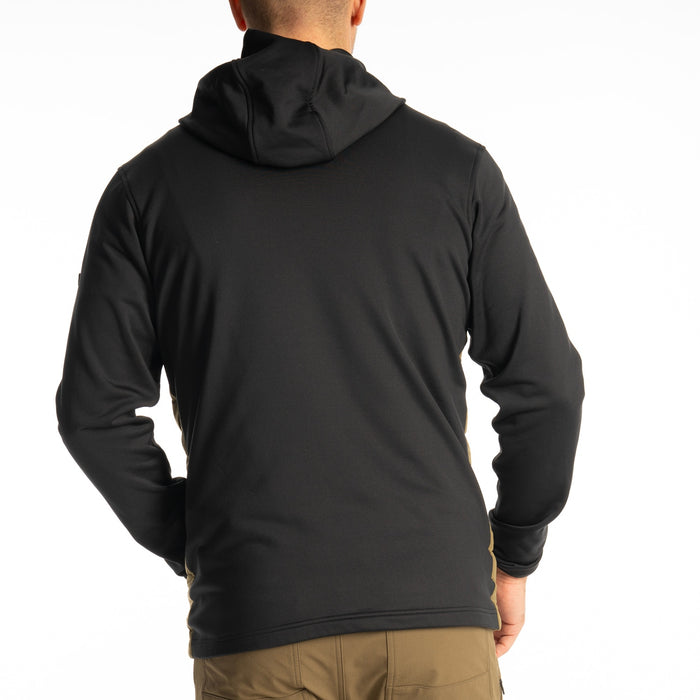 KLIM Boulder Stretch Down Hybrid Hoodie in Dark Olive - Black