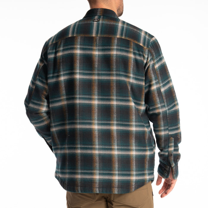 KLIM Bridger Fleece Lined Flannel Shirt in Dark Sea - Golden Brown