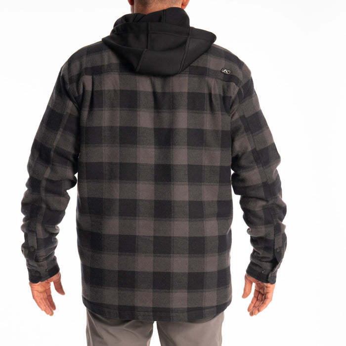 KLIM Targhee Fleece Lined Flannel Hoodie in Asphalt - Black