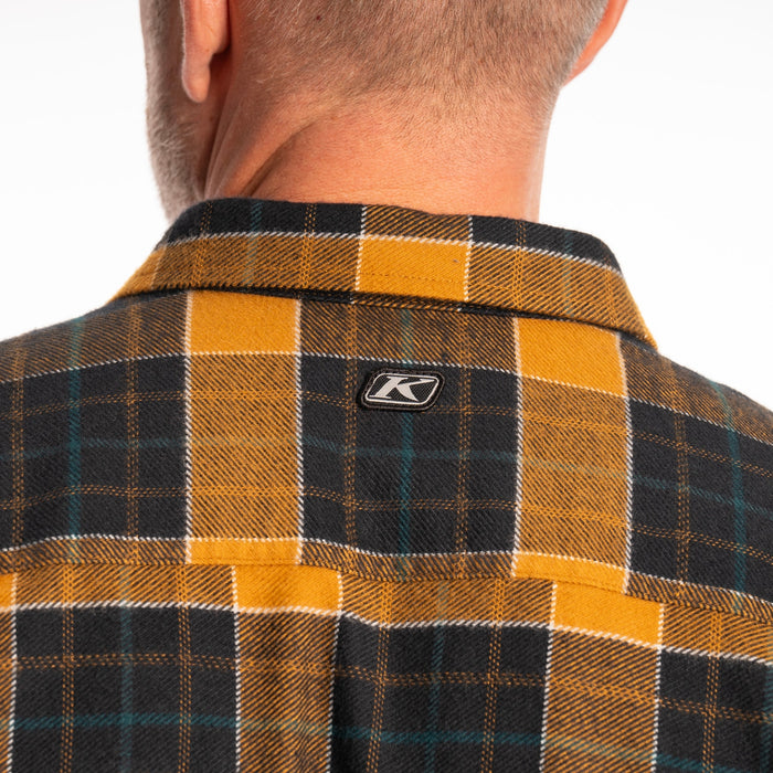 KLIM Owen Heavyweight Flannel Shirt in Golden Brown - Black