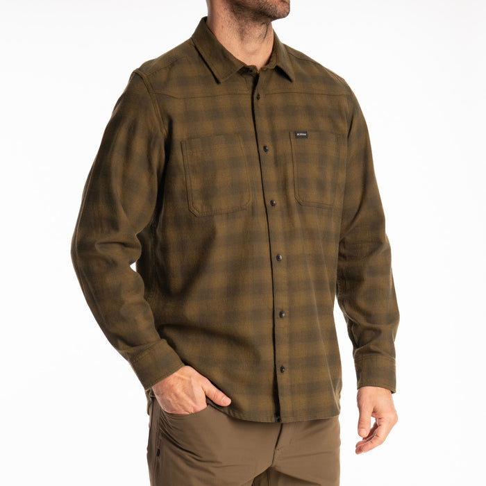 KLIM Table Rock Midweight Flannel Shirt in Dark Olive