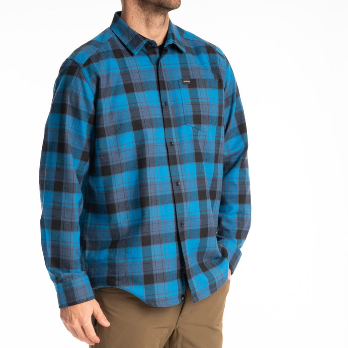 KLIM Cottonwood Midweight Flannel Shirt in Blue Fusion - Black