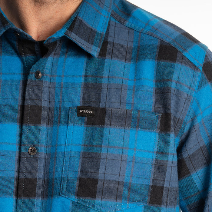 KLIM Cottonwood Midweight Flannel Shirt in Blue Fusion - Black